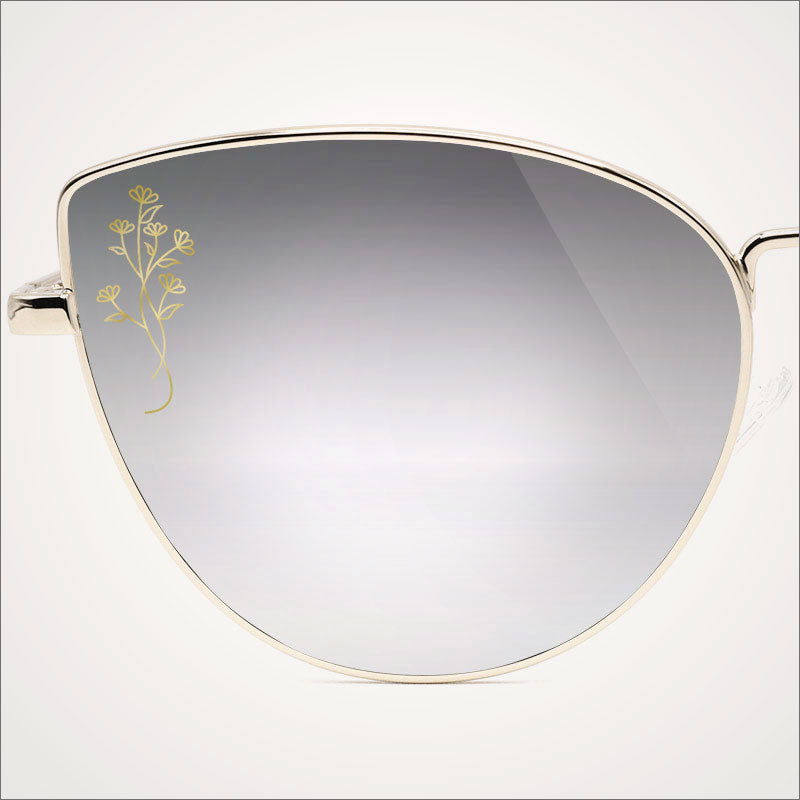 Frame with SpecTats Floral Flourish design in Gold Shimmer on a Photogray Lens