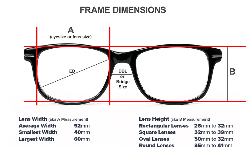 Diagram showing Lens Height and Lens Width measurements for eyewear