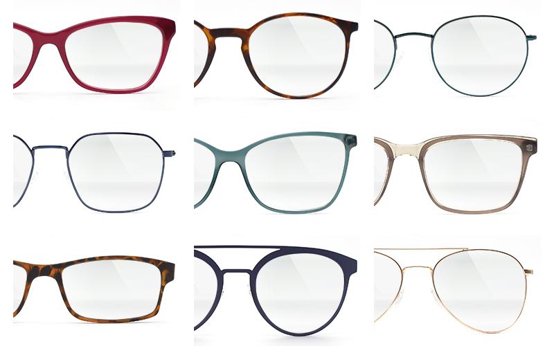 a 3x3 grid with a pair of eyeglasses in each section