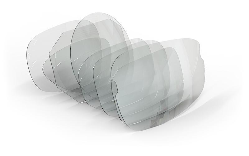 Image of various sized clear lenses for eyewear